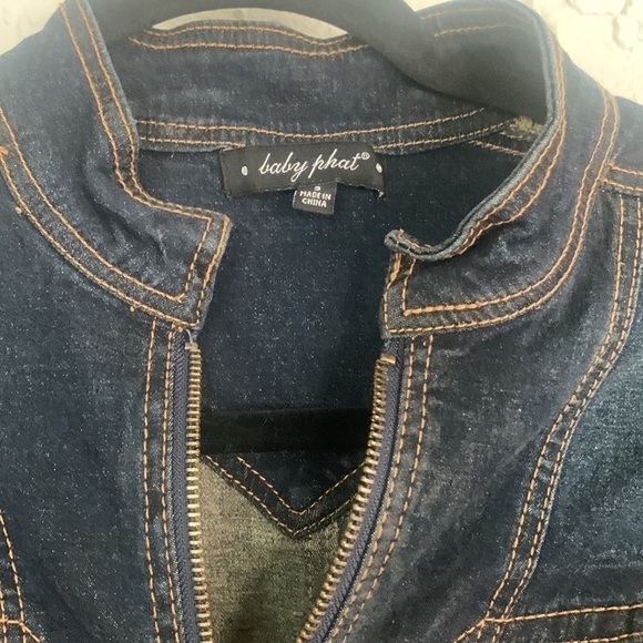 COPY - Baby Phat Y2K Denim Gold Zipper- Back Corseted Tie size 5 - Picture 8 of 13